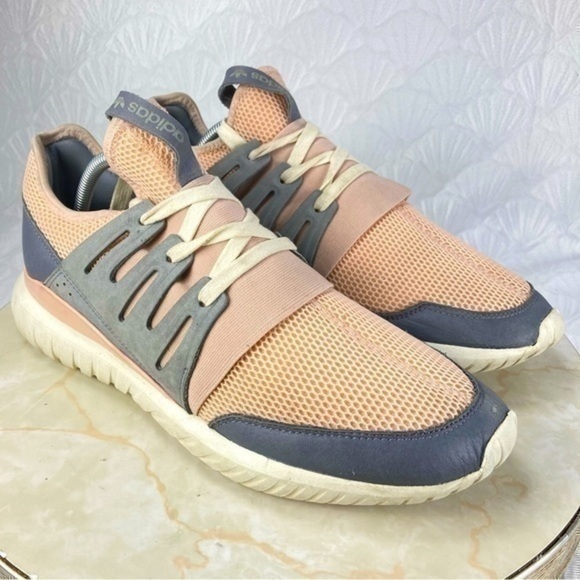 Adidas Tubular Radial Light Orange/Gray Suede Knit Athletic Shoes (size 11) - Picture 2 of 10